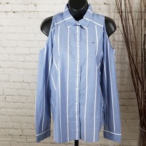 SOLD-Tommy Hilfiger Cold Shoulder Button Up